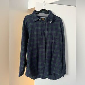 Lee Men's Green and Blue Plaid Flannel Shirt XL